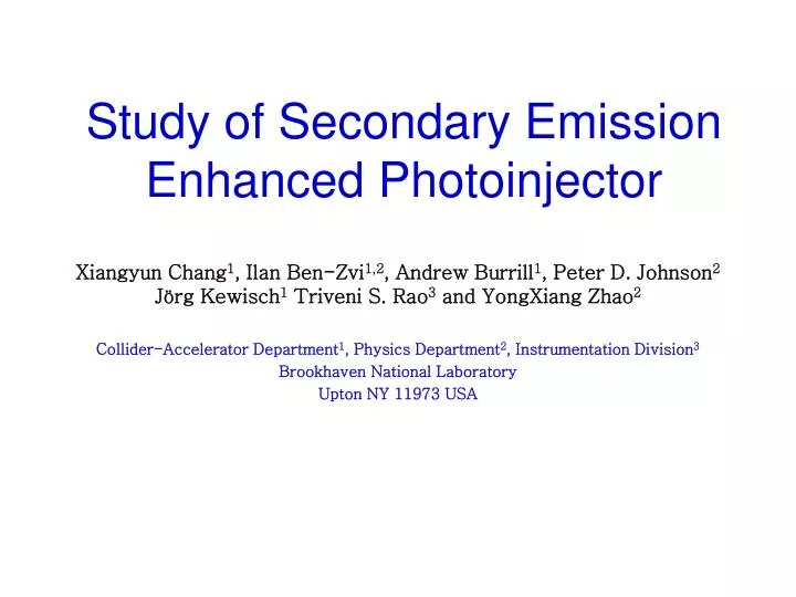 study of secondary emission enhanced photoinjector