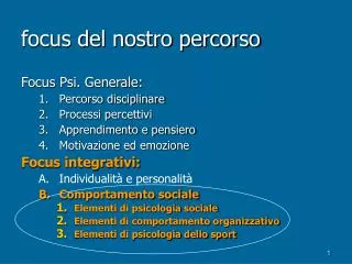 focus del nostro percorso