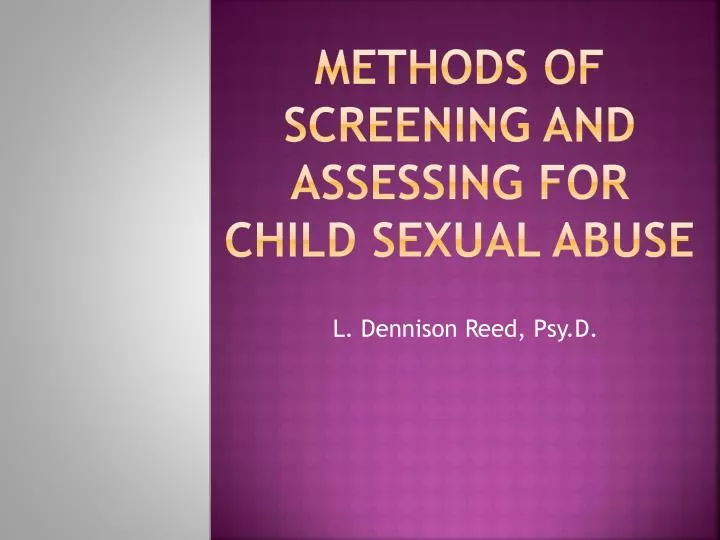 methods of screening and assessing for child sexual abuse