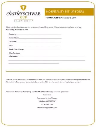 HOSPITALITY SET-UP FORM