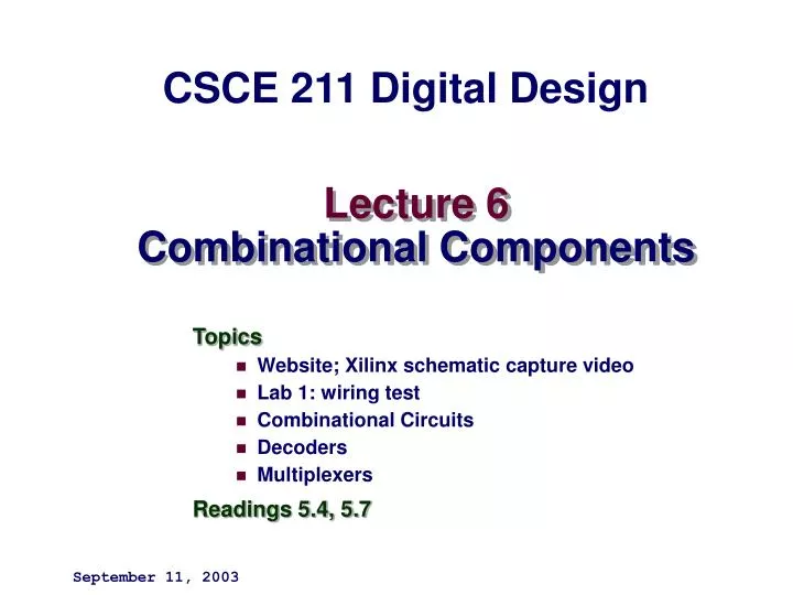 lecture 6 combinational components