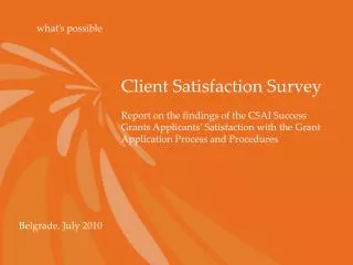 Client Satisfaction Survey
