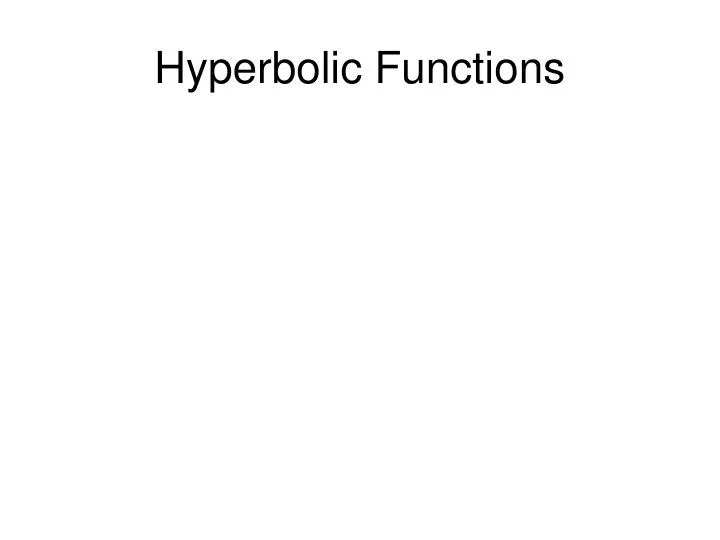 hyperbolic functions