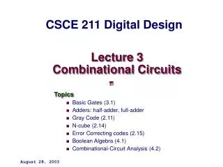 Lecture 3 Combinational Circuits