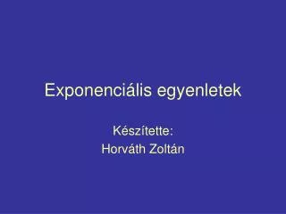 exponenci lis egyenletek