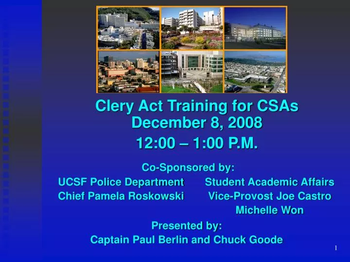clery act training for csas december 8 2008 12 00 1 00 p m
