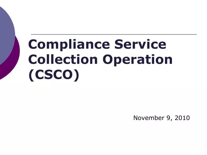 compliance service collection operation csco