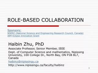 Haibin Zhu, PhD Associate Professor, Senior Member, IEEE