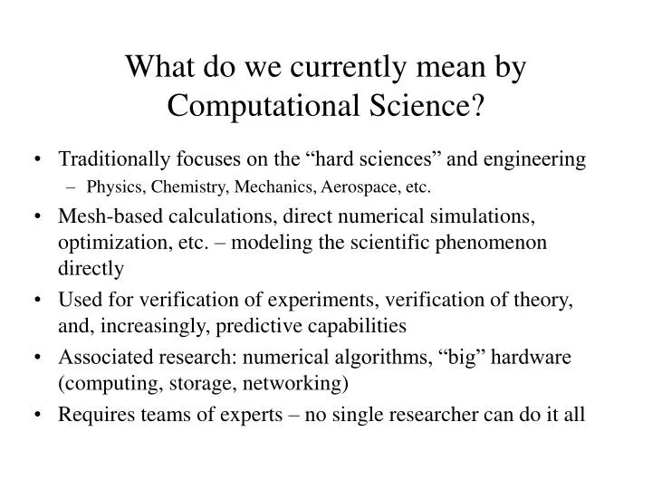 what do we currently mean by computational science