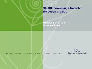 SALDO: Developing a Model for the Design of CSCL