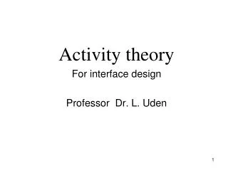Activity theory For interface design Professor Dr. L. Uden