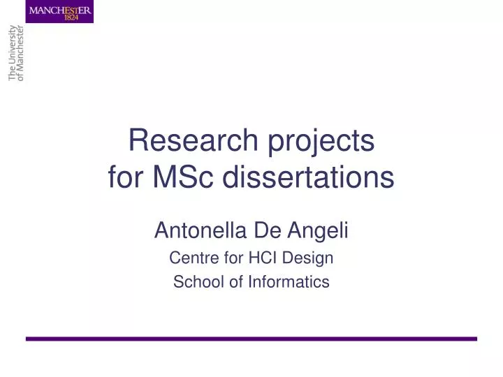research projects for msc dissertations