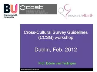 Cross-Cultural Survey Guidelines (CCSG) workshop Dublin, Feb. 2012