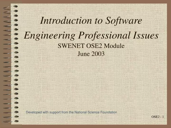 introduction to software engineering professional issues swenet ose2 module june 2003