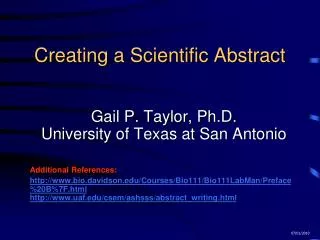 Creating a Scientific Abstract