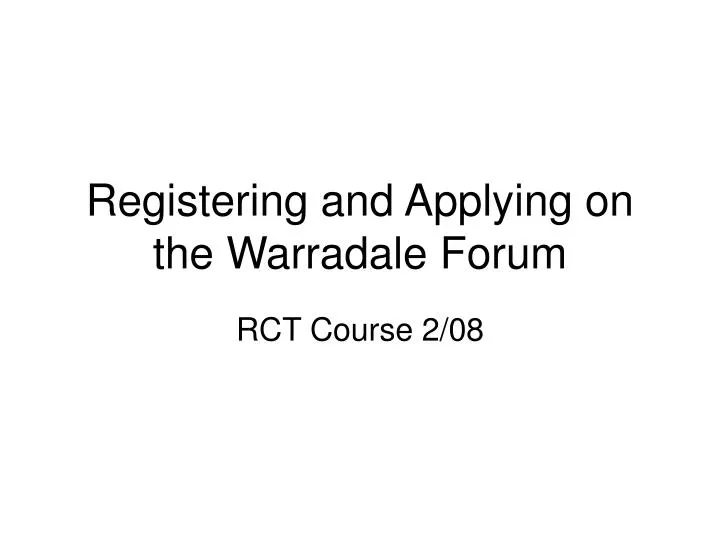 registering and applying on the warradale forum