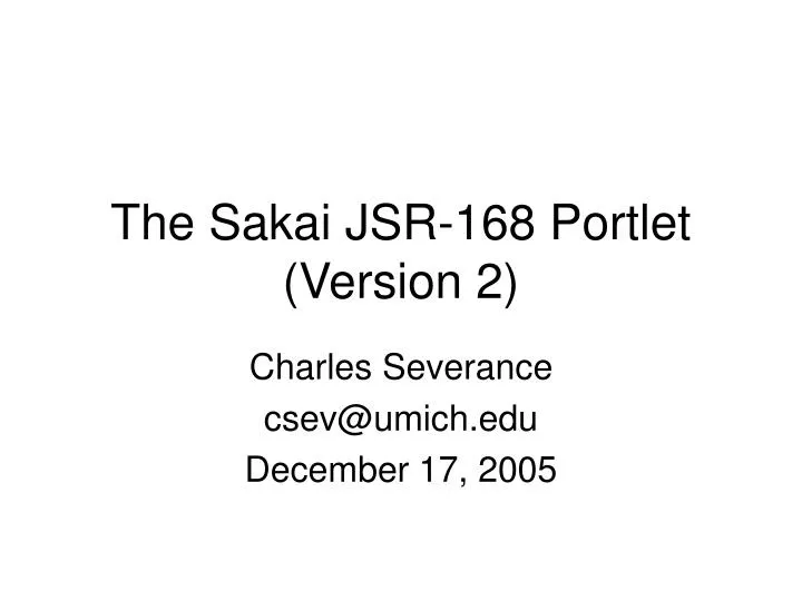 the sakai jsr 168 portlet version 2