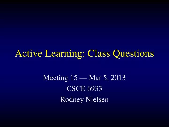 active learning class questions