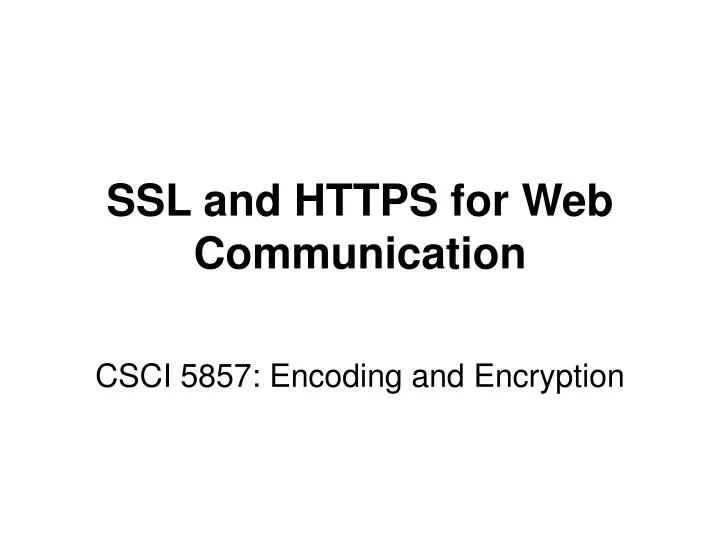 ssl and https for web communication