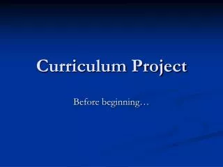 Curriculum Project