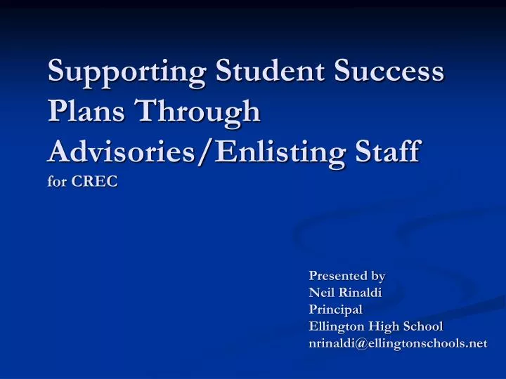 supporting student success plans through advisories enlisting staff for crec