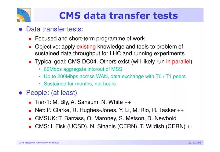 cms data transfer tests