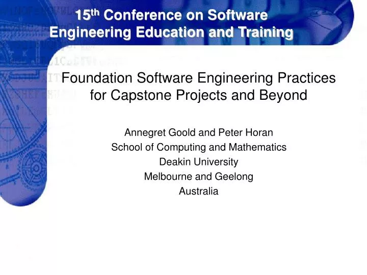 15 th conference on software engineering education and training