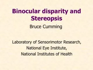 Binocular disparity and Stereopsis