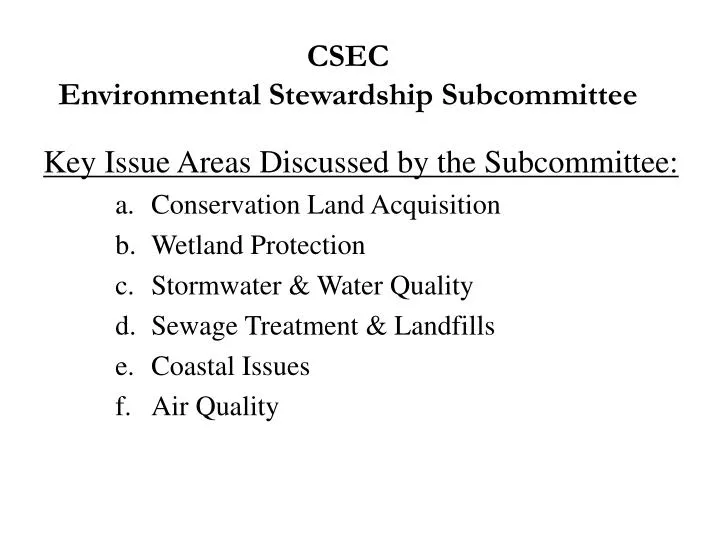 csec environmental stewardship subcommittee
