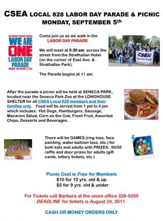 CSEA LOCAL 828 LABOR DAY PARADE &amp; PICNIC MONDAY, SEPTEMBER 5 th