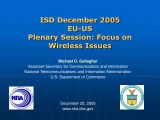 ISD December 2005 EU-US Plenary Session: Focus on Wireless Issues