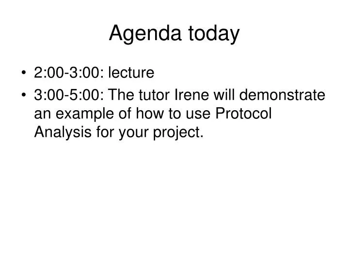 agenda today