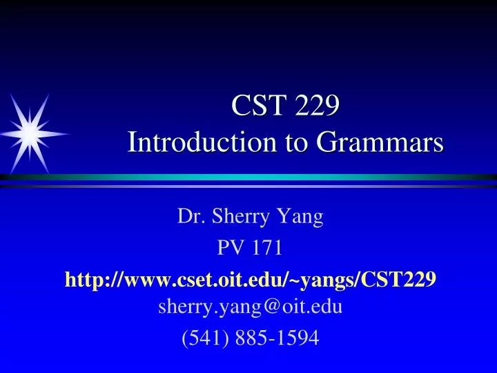 cst 229 introduction to grammars