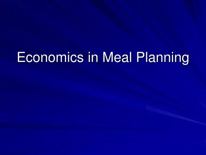economics in meal planning