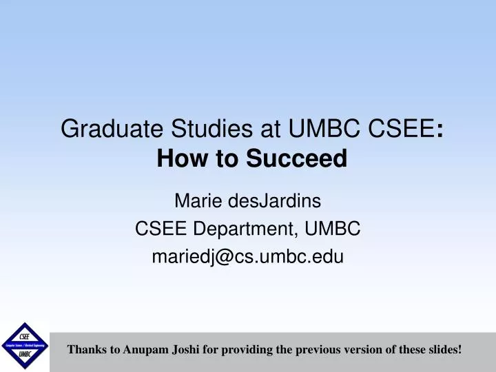 graduate studies at umbc csee how to succeed