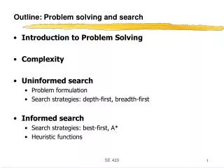 Outline: Problem solving and search