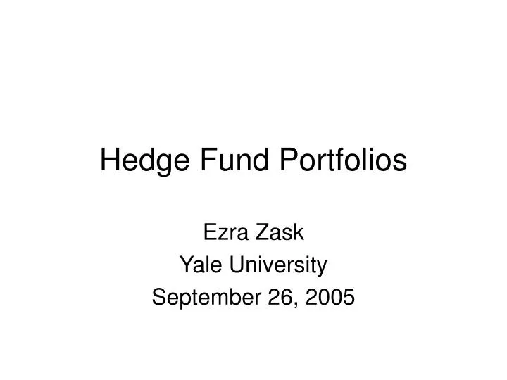 hedge fund portfolios