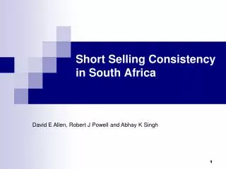 Short Selling Consistency in South Africa