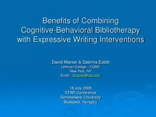 Benefits of Combining Cognitive-Behavioral Bibliotherapy with Expressive Writing Interventions