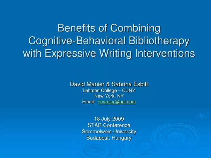 benefits of combining cognitive behavioral bibliotherapy with expressive writing interventions