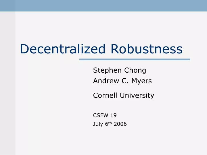 decentralized robustness