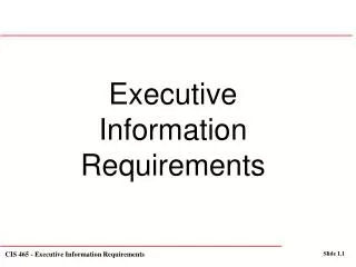 Executive Information Requirements