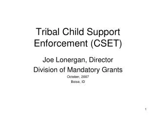 Tribal Child Support Enforcement (CSET)