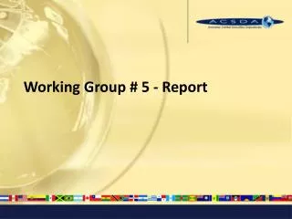 Working Group # 5 - Report