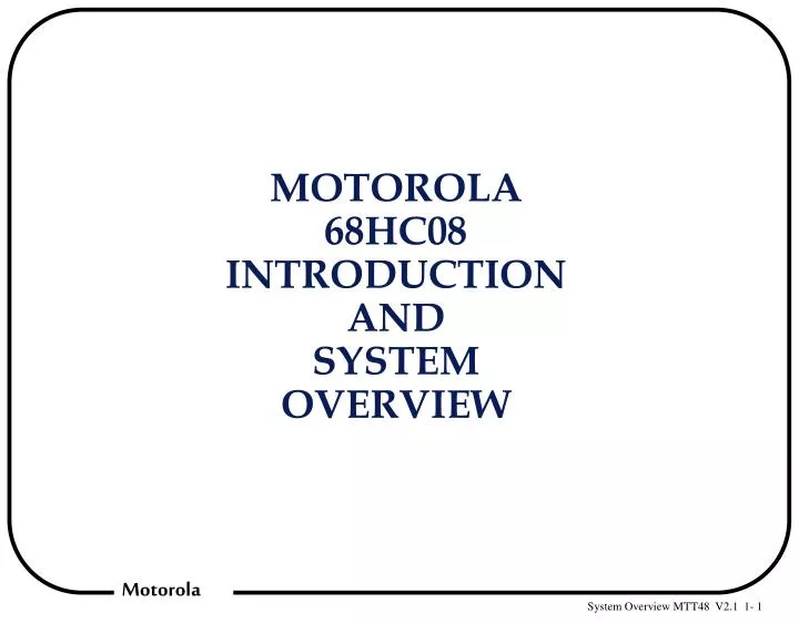 motorola 68hc08 introduction and system overview