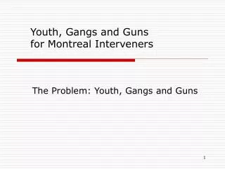 Youth, Gangs and Guns for Montreal Interveners