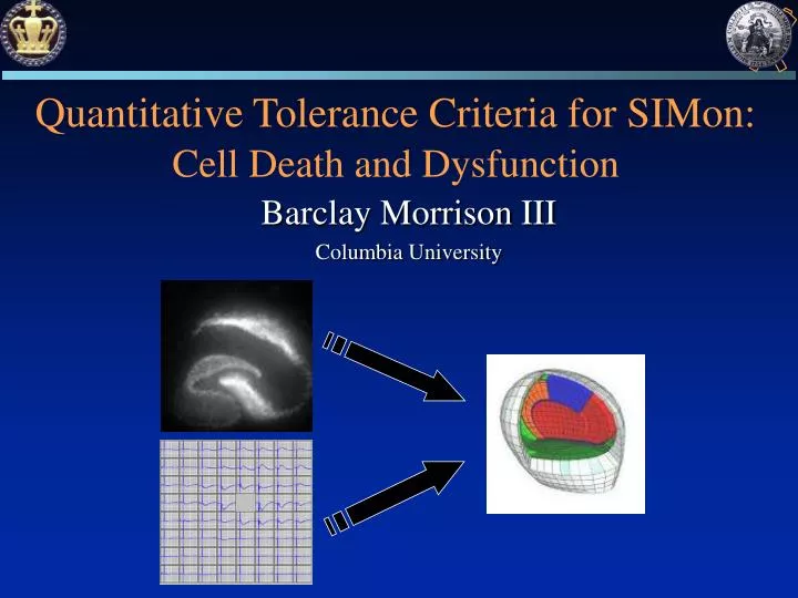 quantitative tolerance criteria for simon cell death and dysfunction
