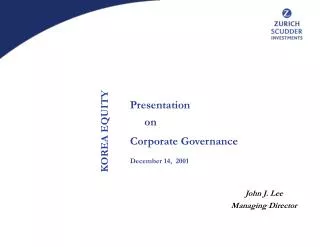 Presentation on Corporate Governance December 14, 2001
