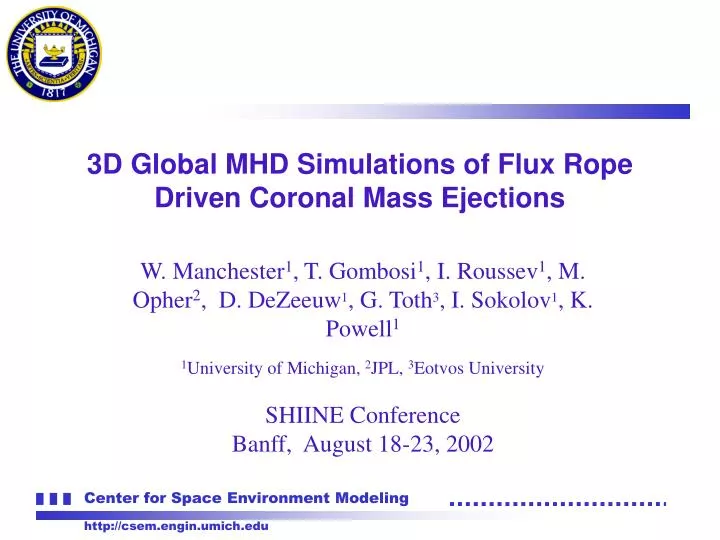 3d global mhd simulations of flux rope driven coronal mass ejections