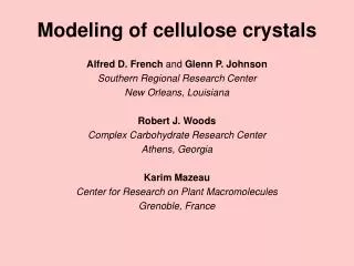 Modeling of cellulose crystals